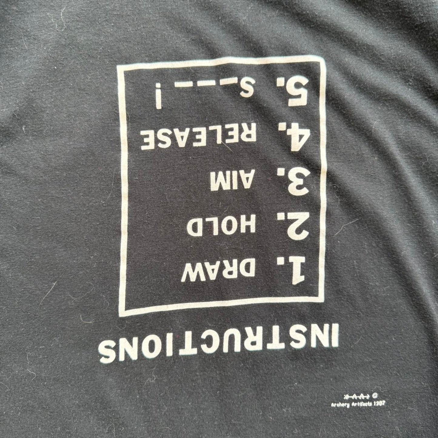 Vintage 80s Archery Instructions Humor Funny Text T-Shirt - Medium