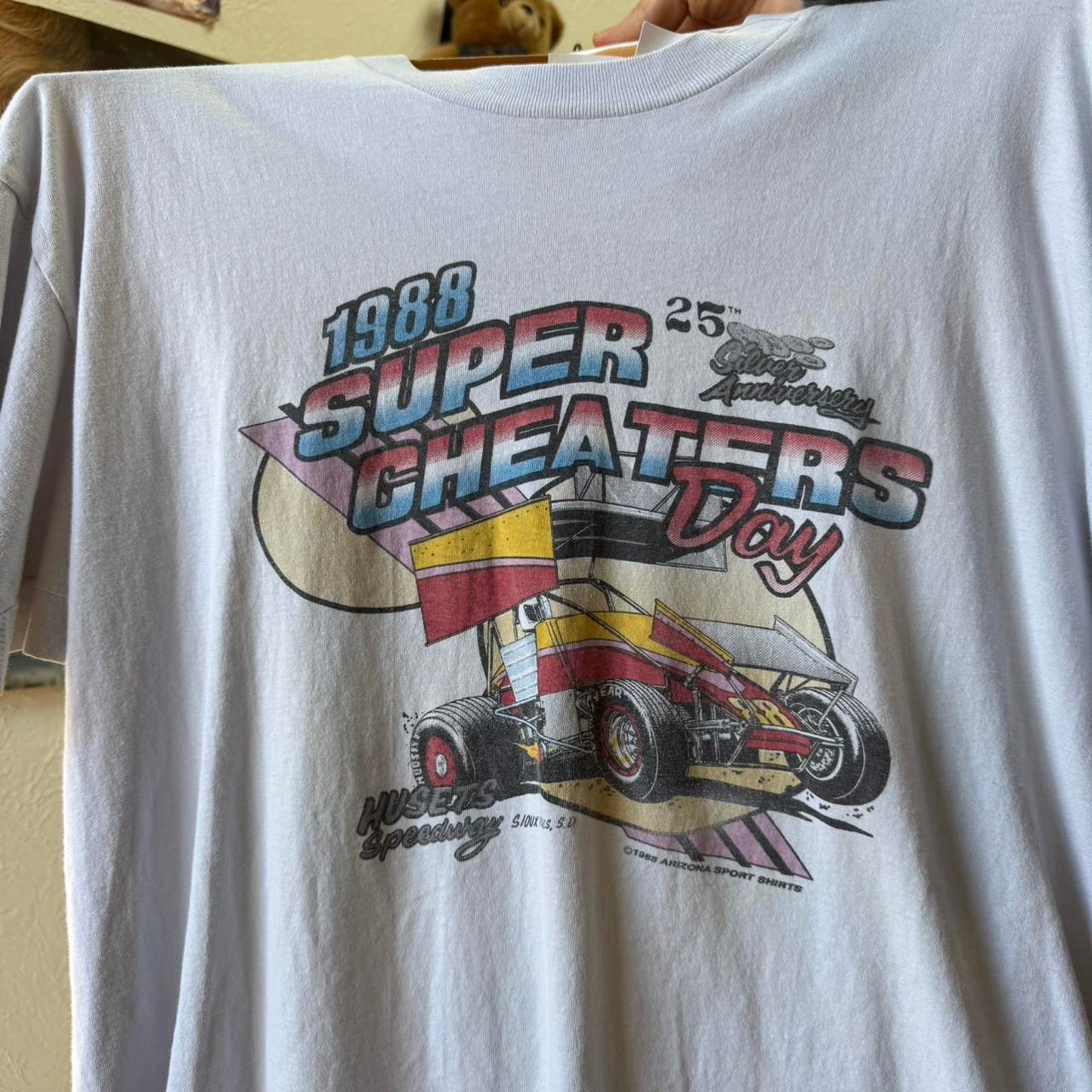 Vintage 1988 Super Cheaters Day Dirt Track Racing T-Shirt - X-Large
