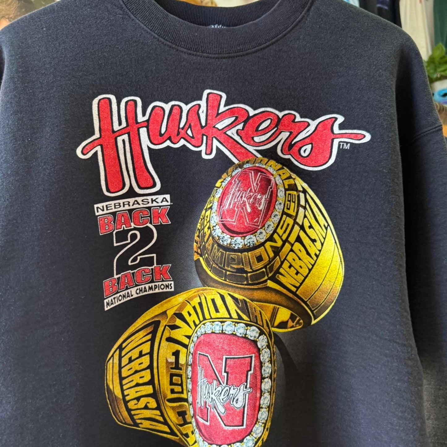 Vintage 90s Nebraska Huskers National Championship Double Ring Crewneck - X-Large