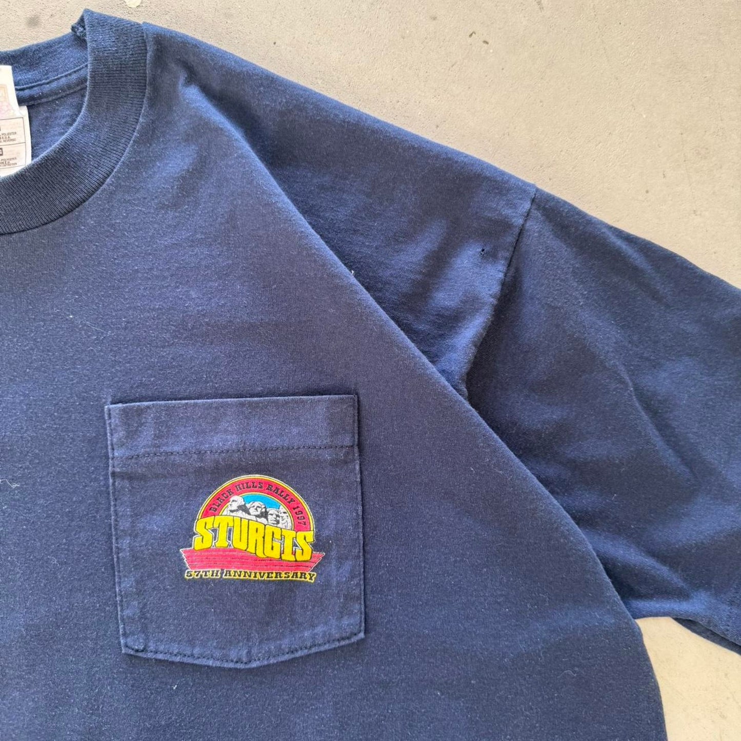 Vintage 90s Black Hills Rally Lightning Biker Pocket T-Shirt - XX-Large
