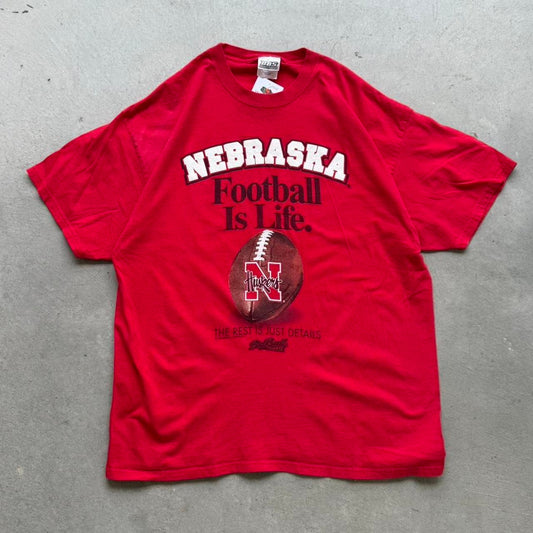 Vintage 90s Nebraska Football is Life Sports T-Shirt - X-Large