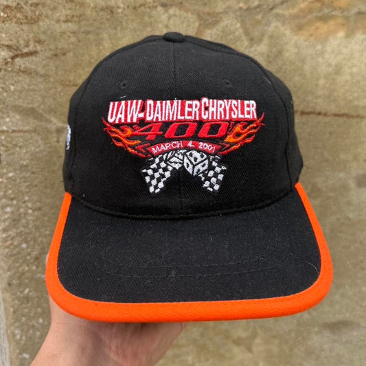 Vintage UAW Daimler Chrysler 400 Racing NASCAR Flame Snapback