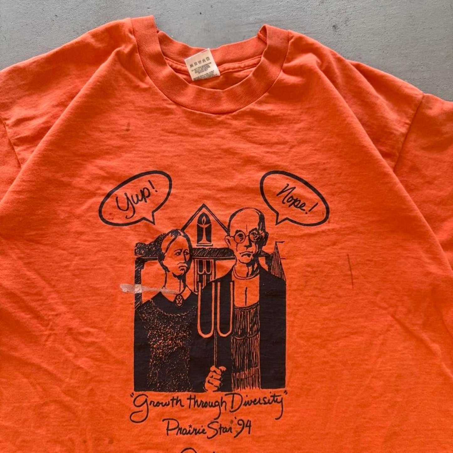 Vintage 90s American Gothic Parody Omaha Nebraska T-Shirt - X-Large