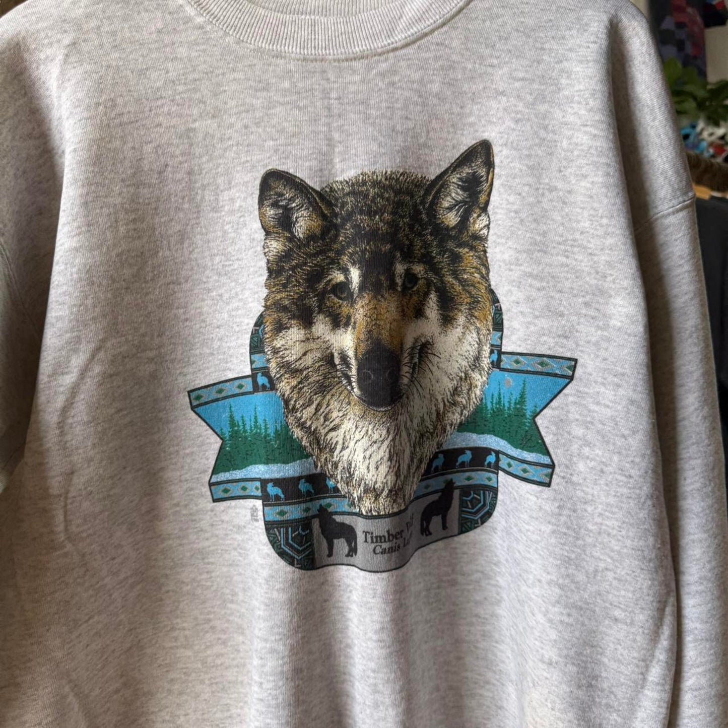 Vintage 90s Wolf Animal Nature Crewneck - Large
