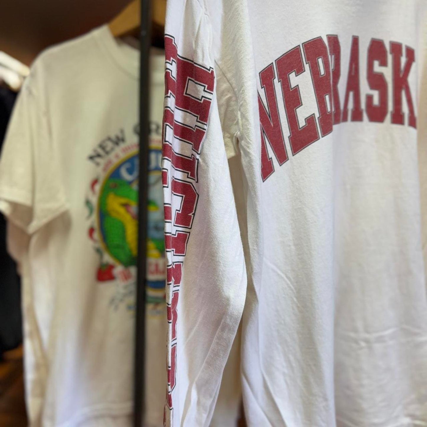 Vintage 90s Nebraska Huskers Spell Out Sleeve T-Shirt - Large