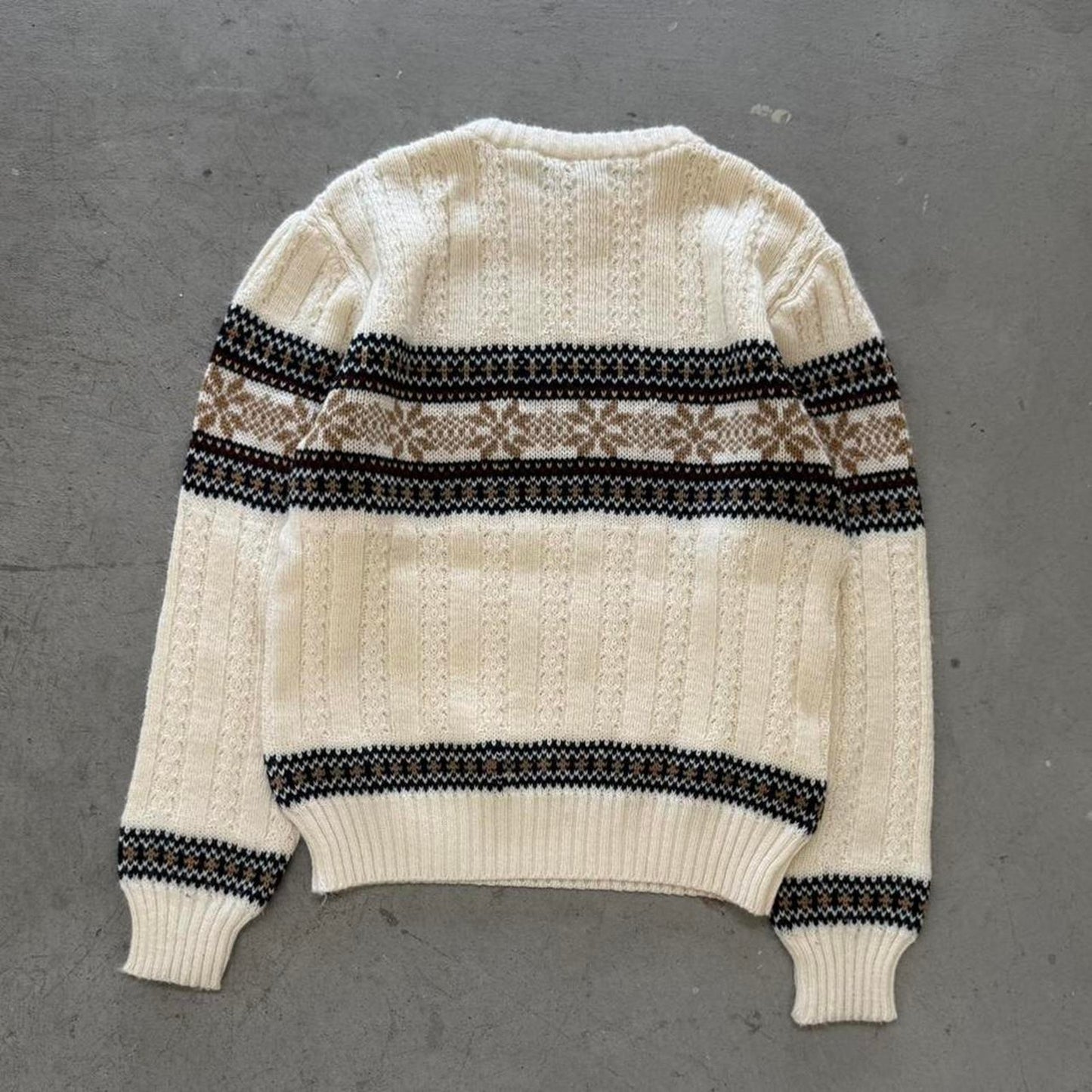 Vintage 80s Knit Snowflake Sweater - Medium