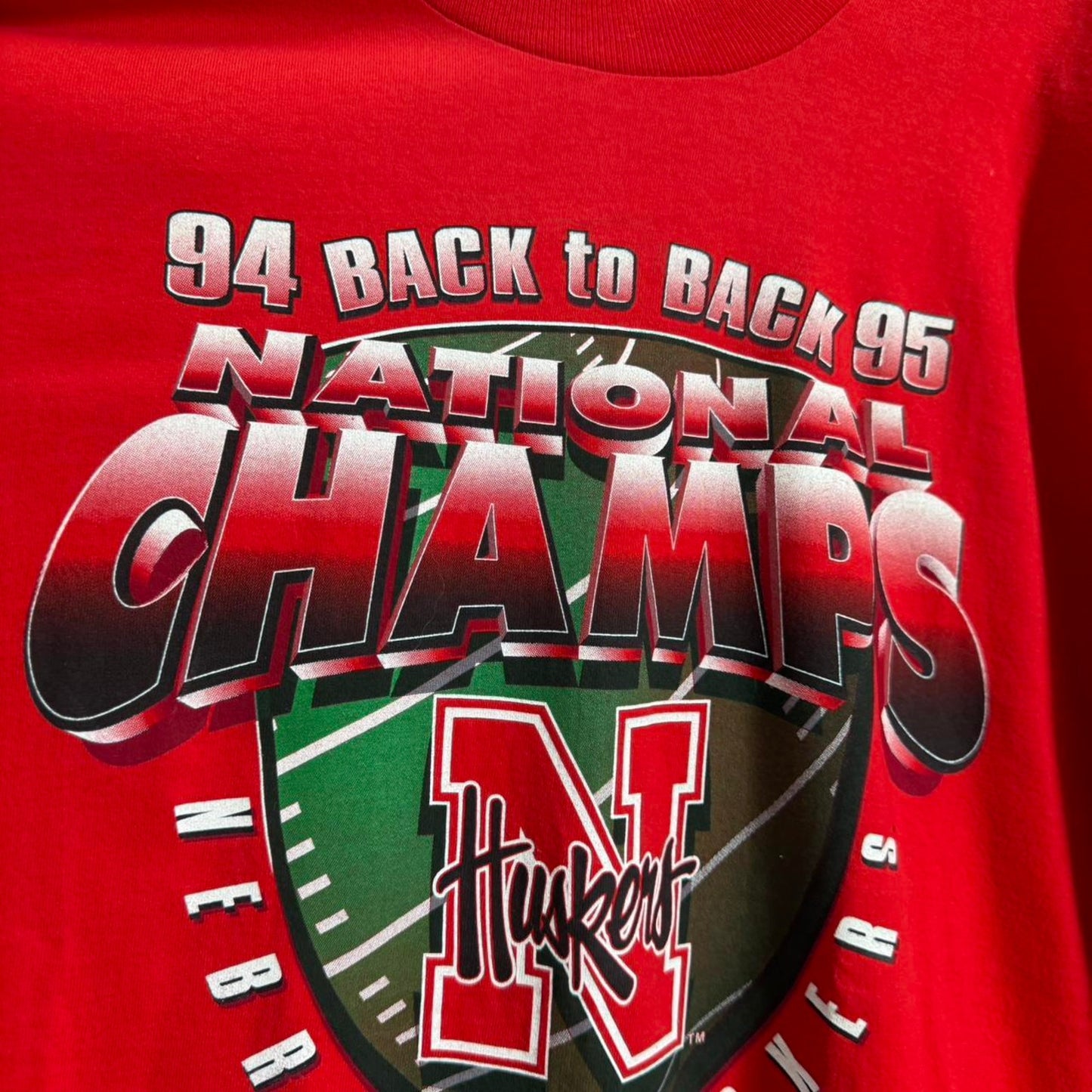 Vintage 1994 Nebraska Huskers National Champs Football T-Shirt
