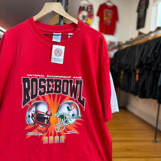 Vintage 2002 Nebraska Huskers Rose Bowl Football T-Shirt