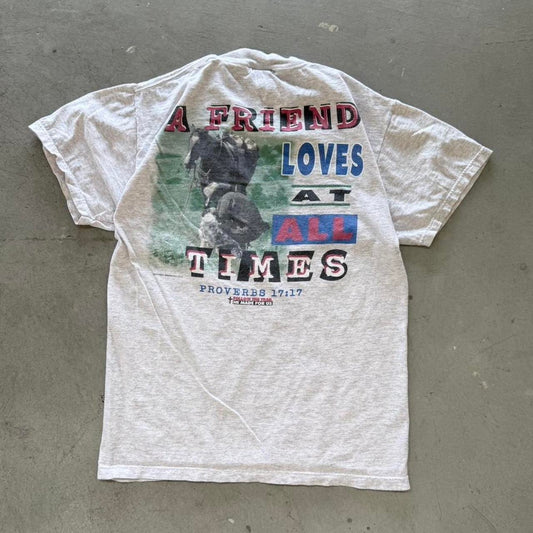Vintage 90s Jesus Follow the Trail He Made for Us Bible T-Shirt - Medium