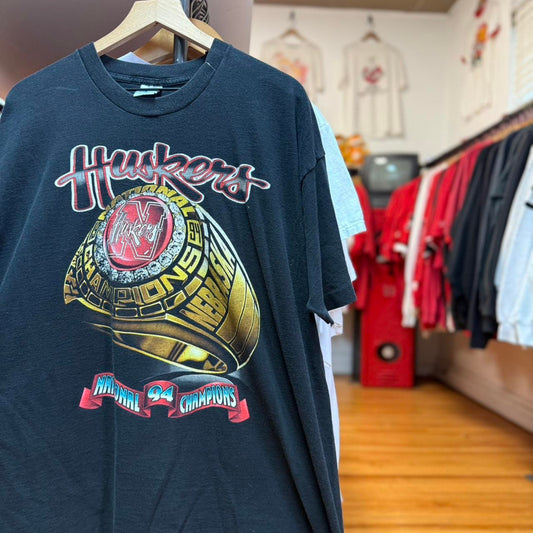 Vintage 90s Nebraska National Championship Ring T-Shirt - X-Large