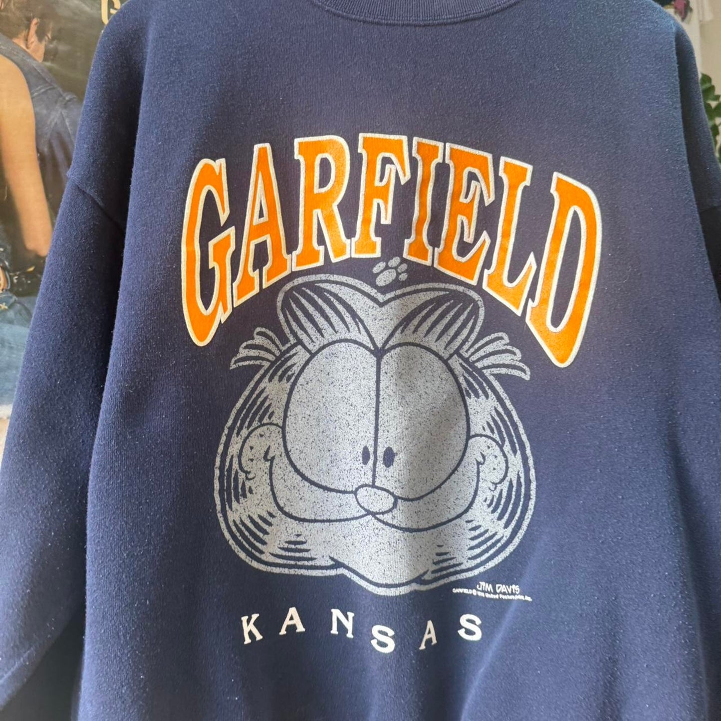 Vintage 90s Garfield Kansas Cartoon Crewneck - X-Large