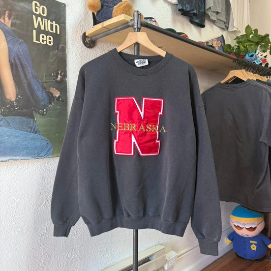Vintage 90s Nebraska Huskers N Embroidered Crewneck - X-Large