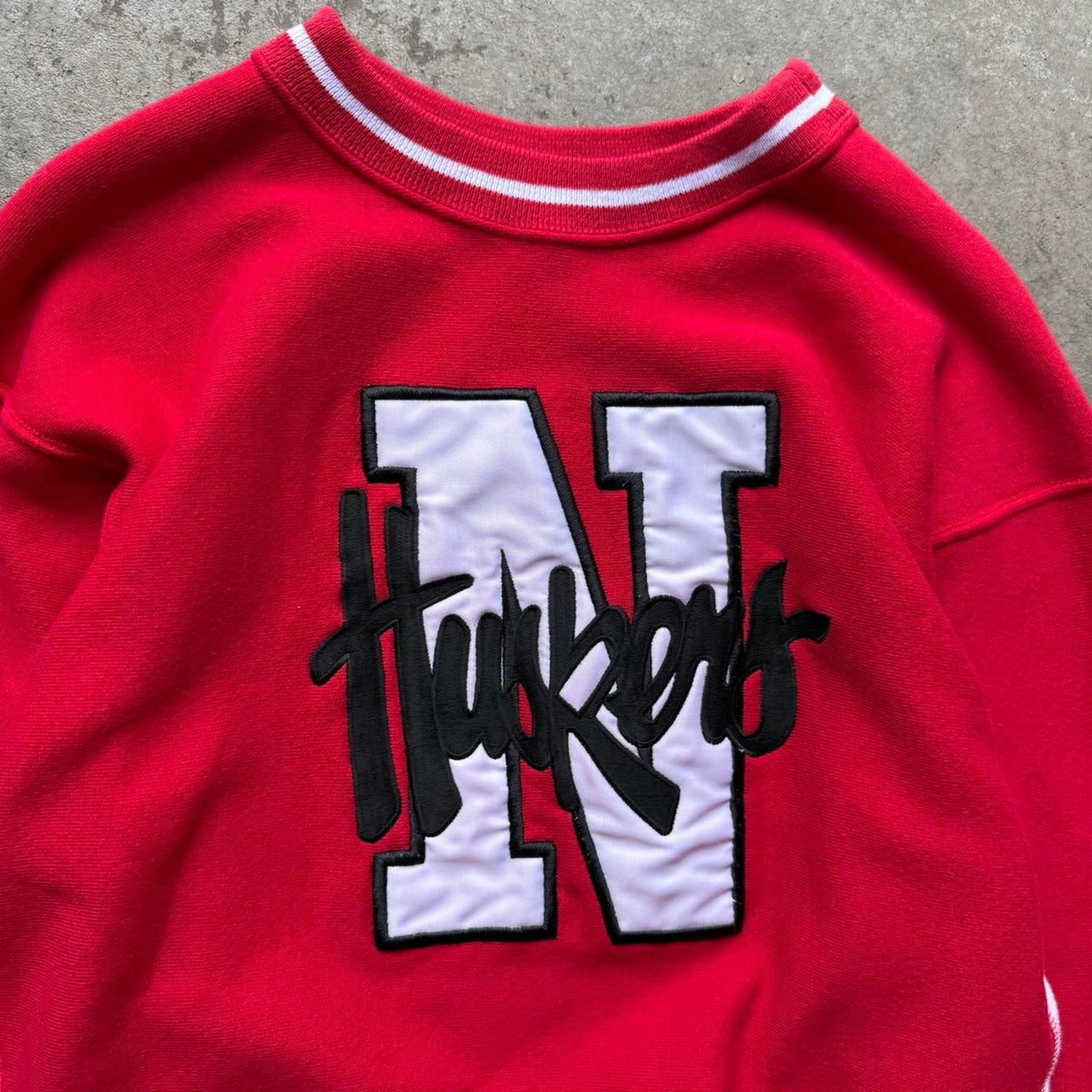 Vintage 90s Nebraska Huskers Striped Sleeve Crewneck - X-Large