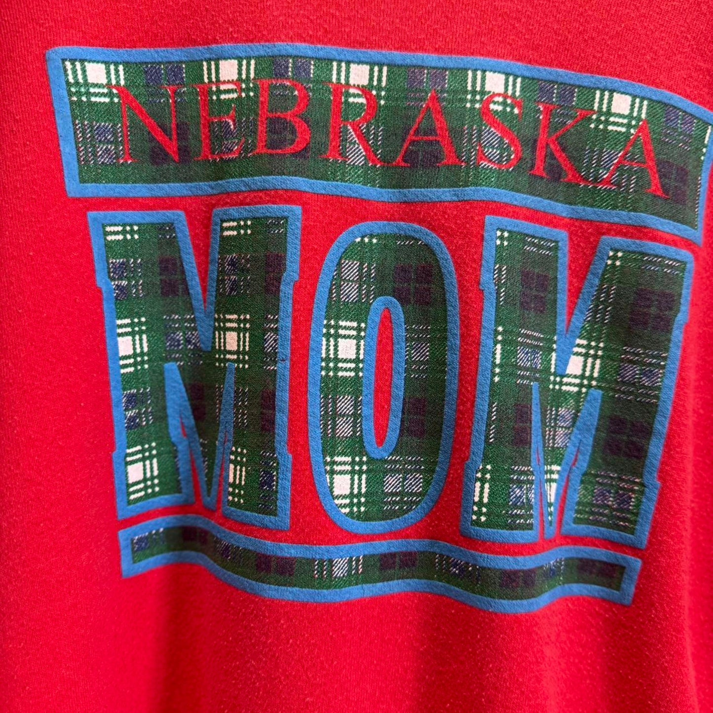 Vintage 90s Nebraska Huskers Mom Plaid Crewneck