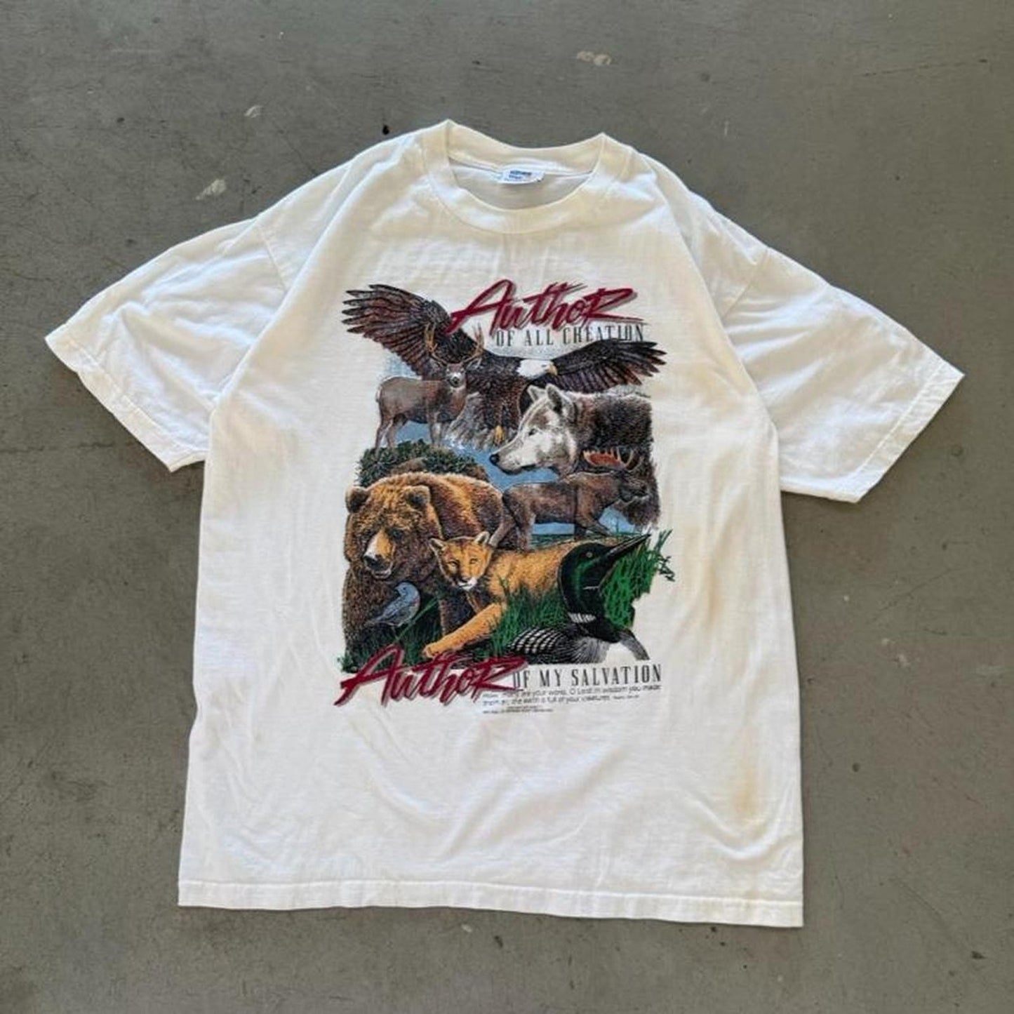 Vintage 90s Author of All Creation Jesus Bible T-Shirt - Large