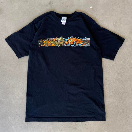 Vintage 90s Utility Tiger Dragon Fire Flame Skate T-Shirt