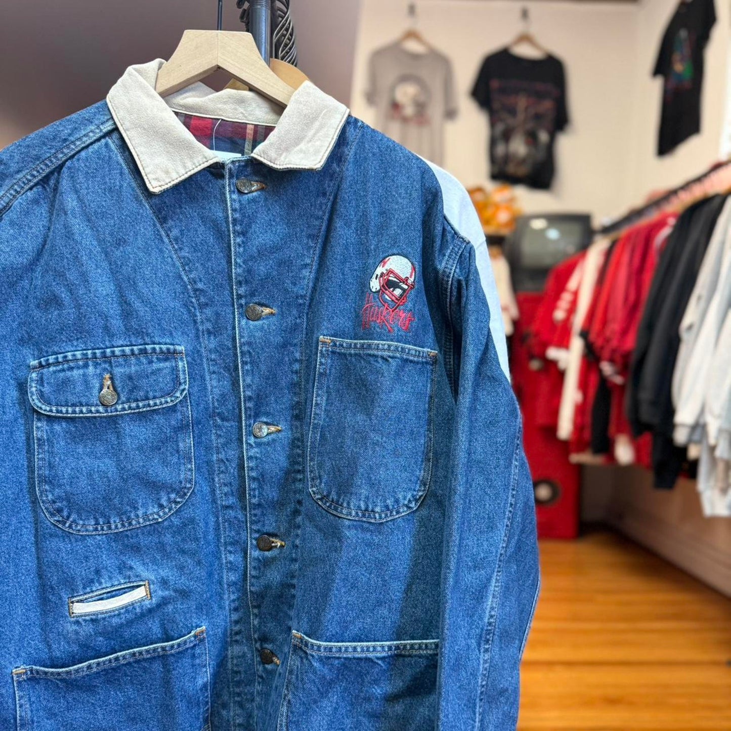 Vintage 90s Nebraska Huskers Chore Denim Jacket - X-Large