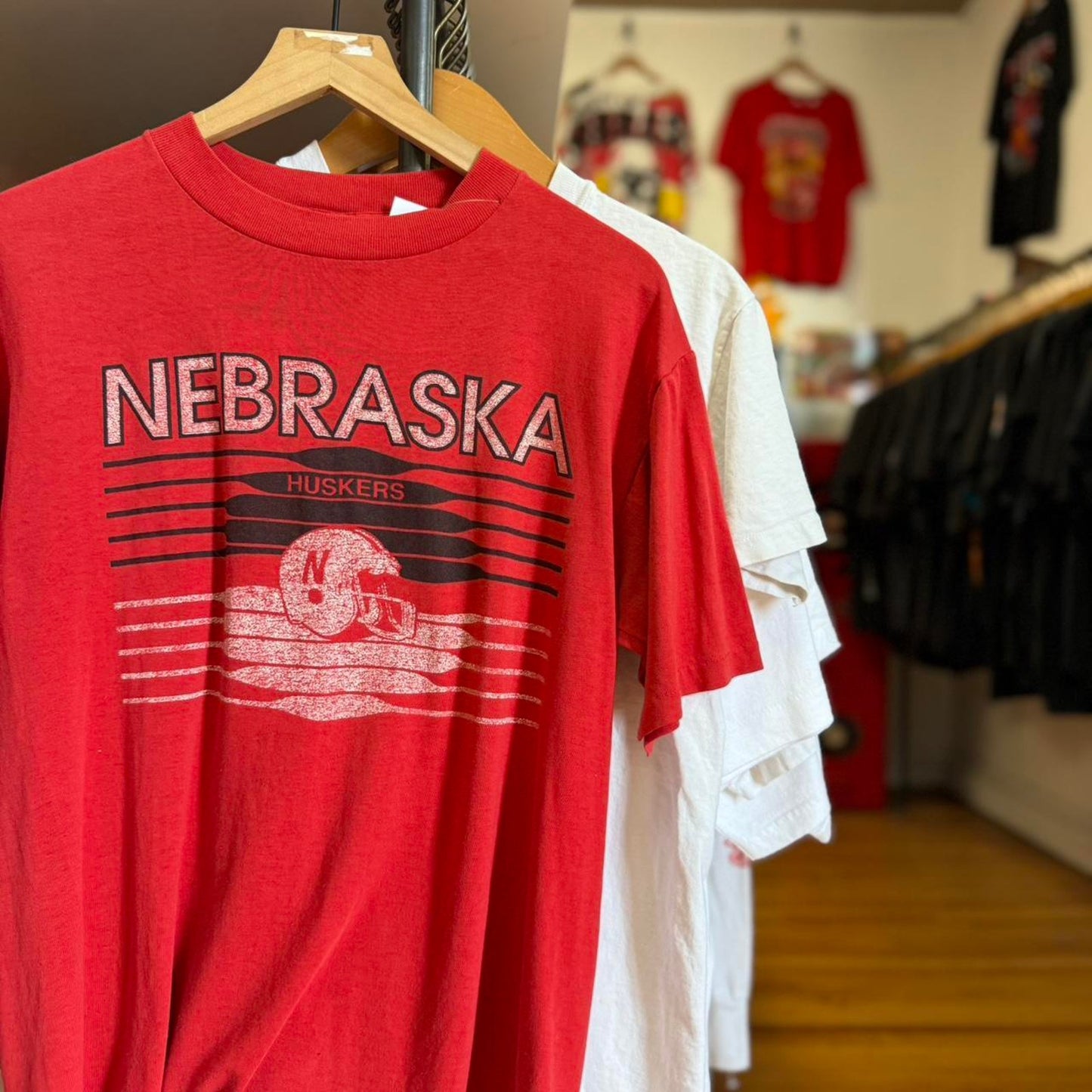 Vintage 80s Nebraska Husker Helmet T-Shirt