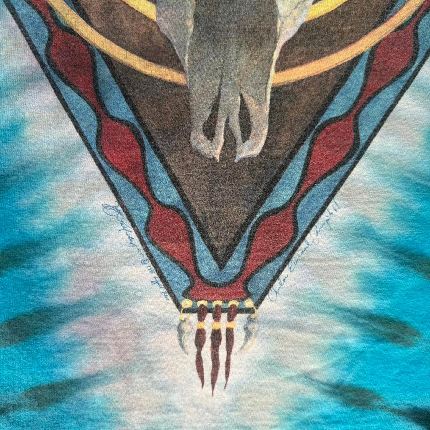 Vintage 90s Liquid Blue Cow Skull Western Animal T-Shirt - X-Large