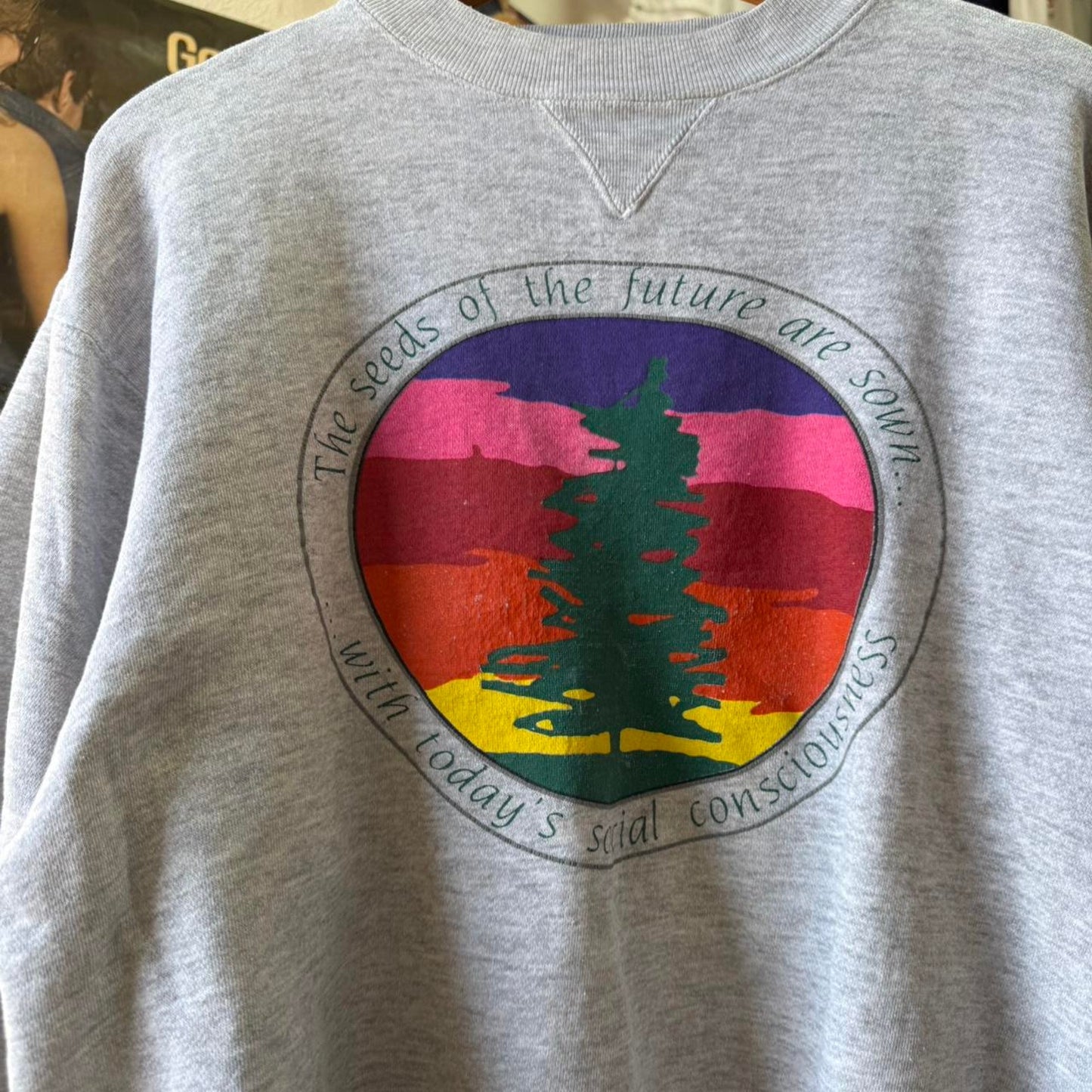 Vintage 90s Seeds of the Future Are Sown Tree Nature Crewneck - Large