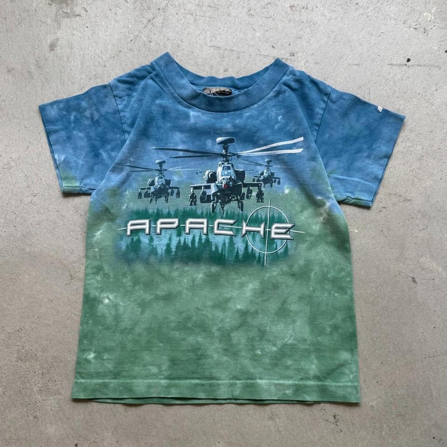 Vintage 90s Liquid Blue Apache Helicopter T-Shirt - Kids 6T