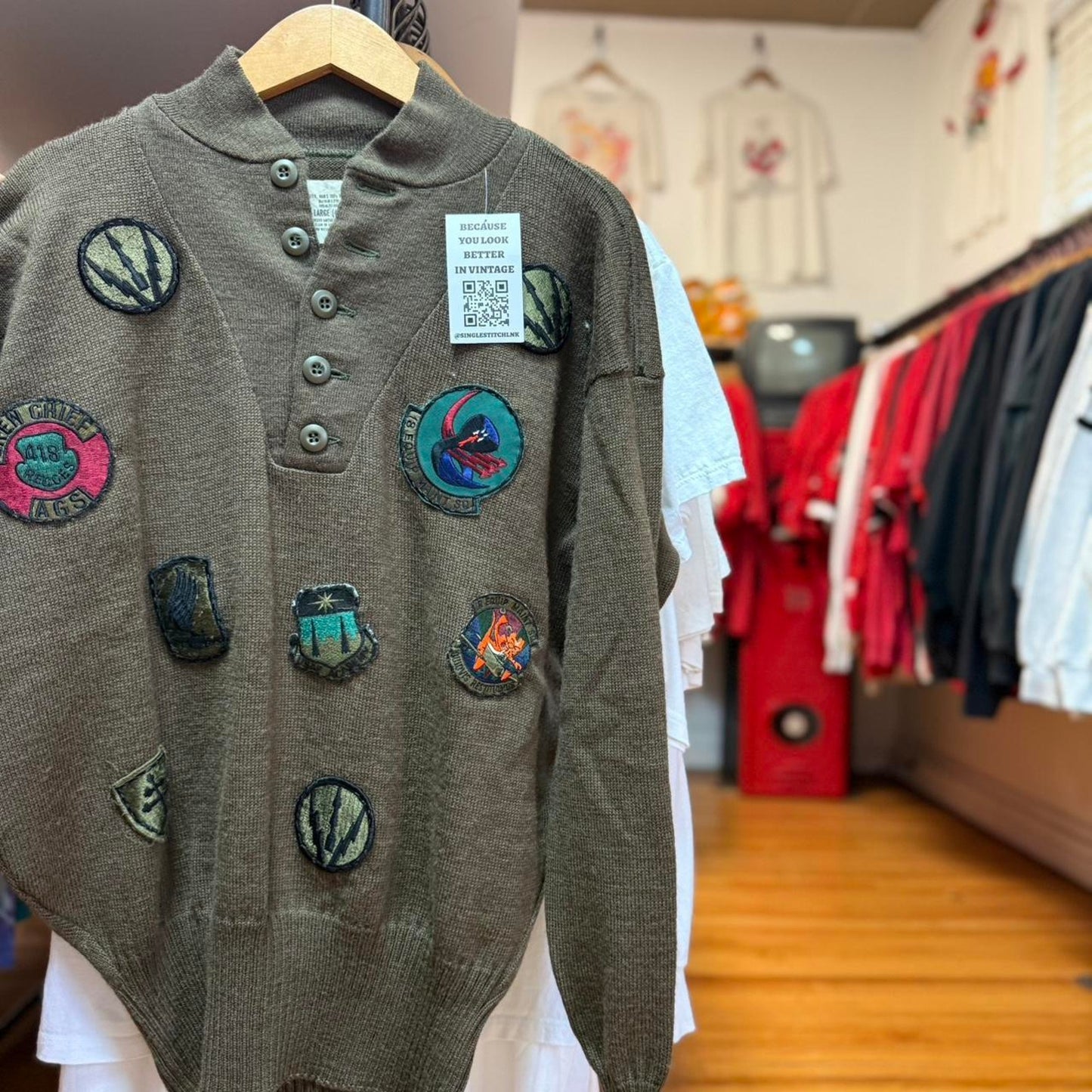 Vintage 90s Military Patch Marine Army Sweater - X-Large