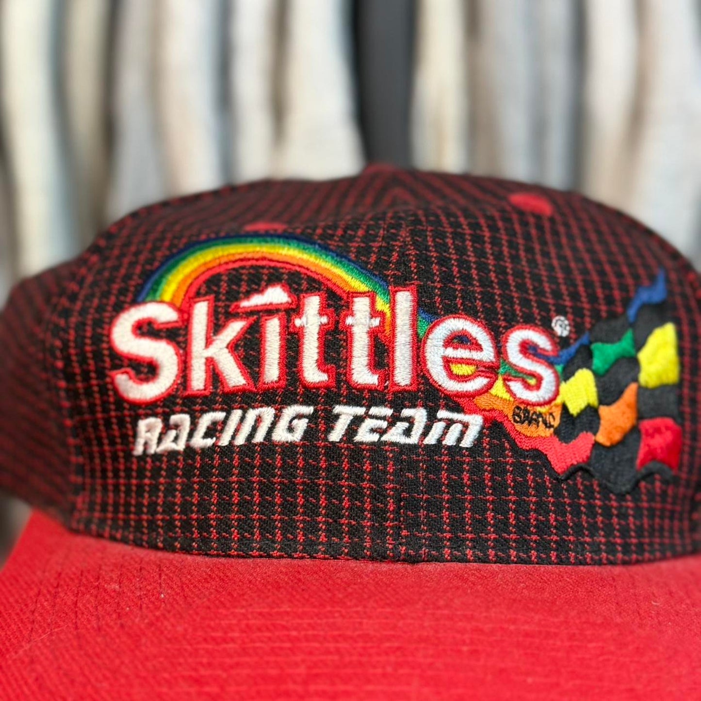 Vintage 90s NASCAR Skittles Racing Team Logo Athletic Snapback