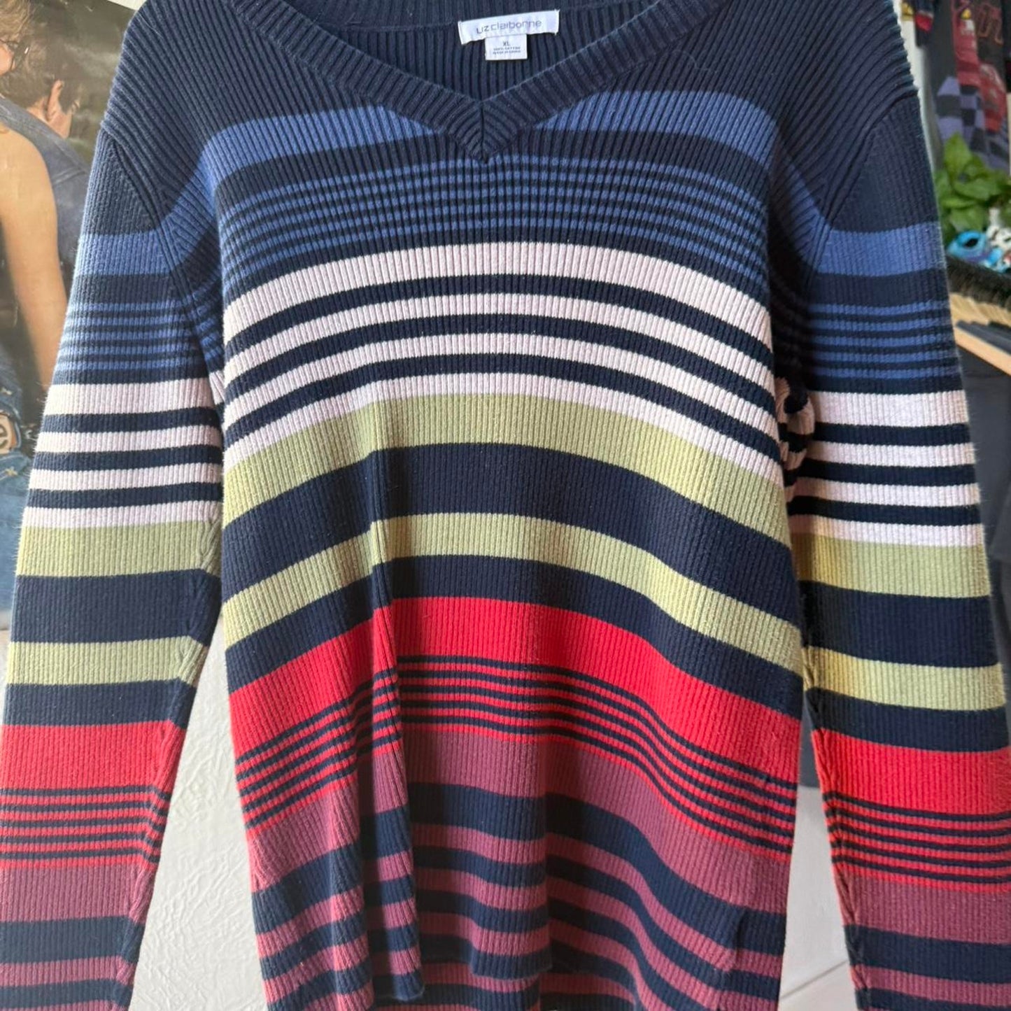 Vintage Liz Clairborne Striped Sweater - X-Large (W)