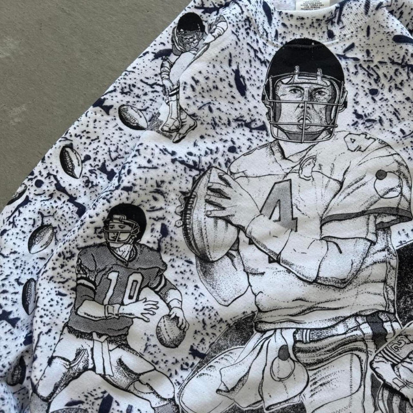 Vintage 90s Football Art All Over Print Crewneck - X-Large