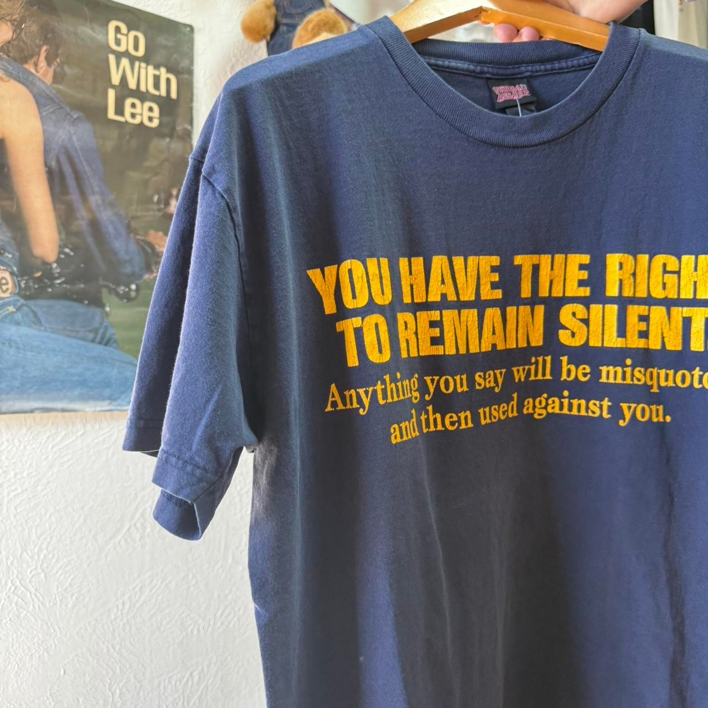 Vintage You Have the Right to Remain Silent Text Humor Government T-Shirt - X-Large