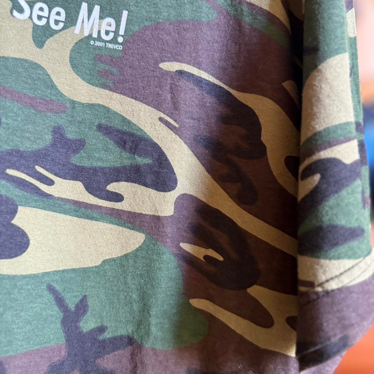 Vintage 90s Camo Camouflage Now You Can’t See Me Ringer T-Shirt