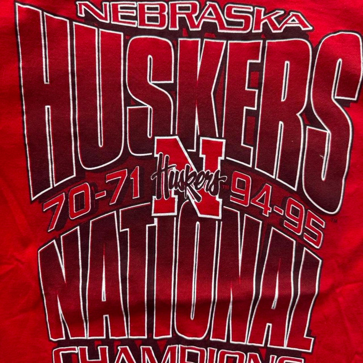 Vintage 1995 Nebraska Huskers National Champions T-Shirt - XX-Large