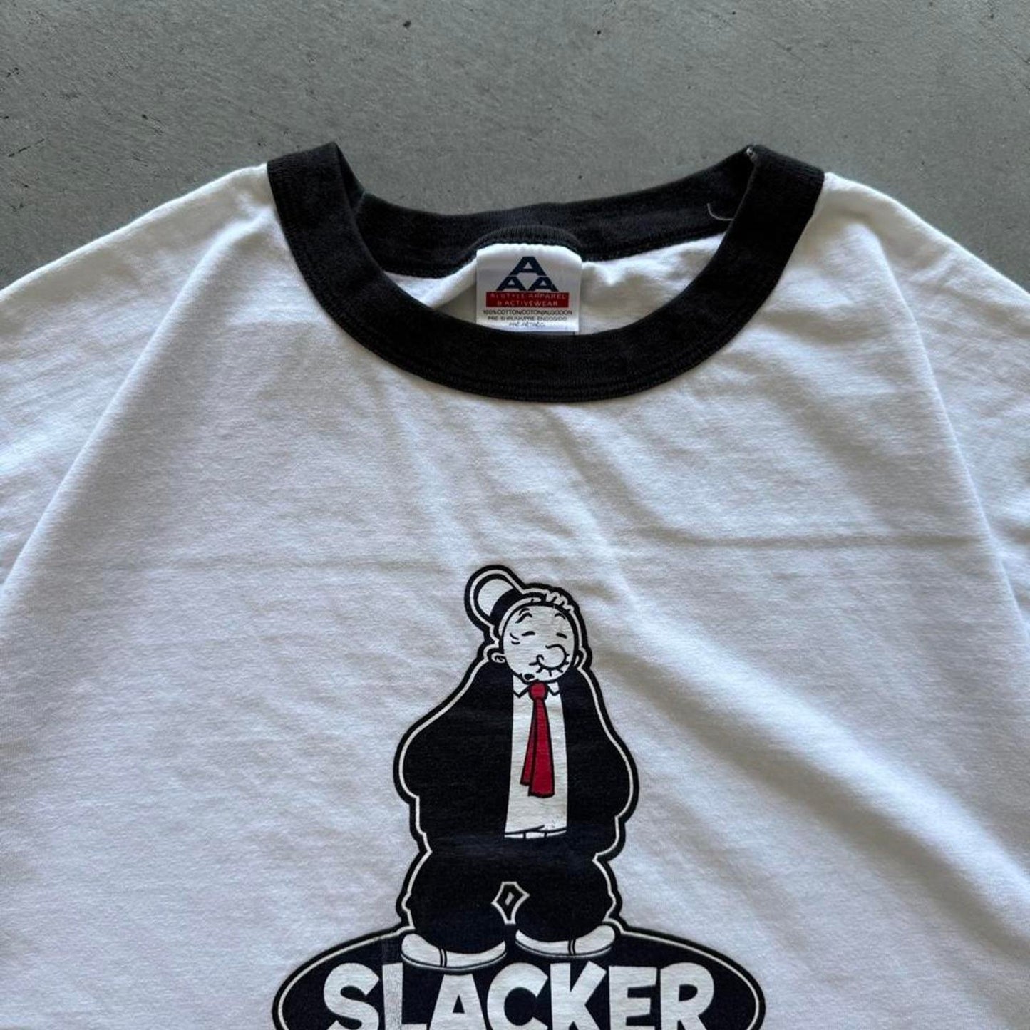 Vintage Y2K The Slacker Ringer Skate T-Shirt - Large