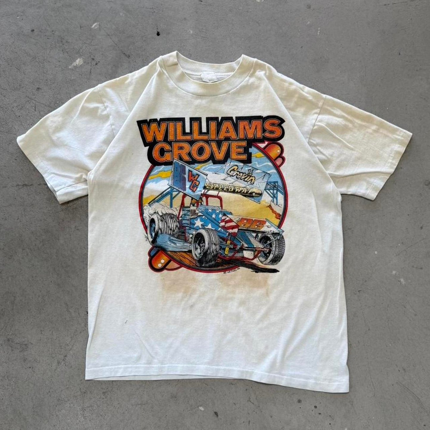 Vintage 80s Williams Grove Dirt Track Racing T-Shirt - Medium