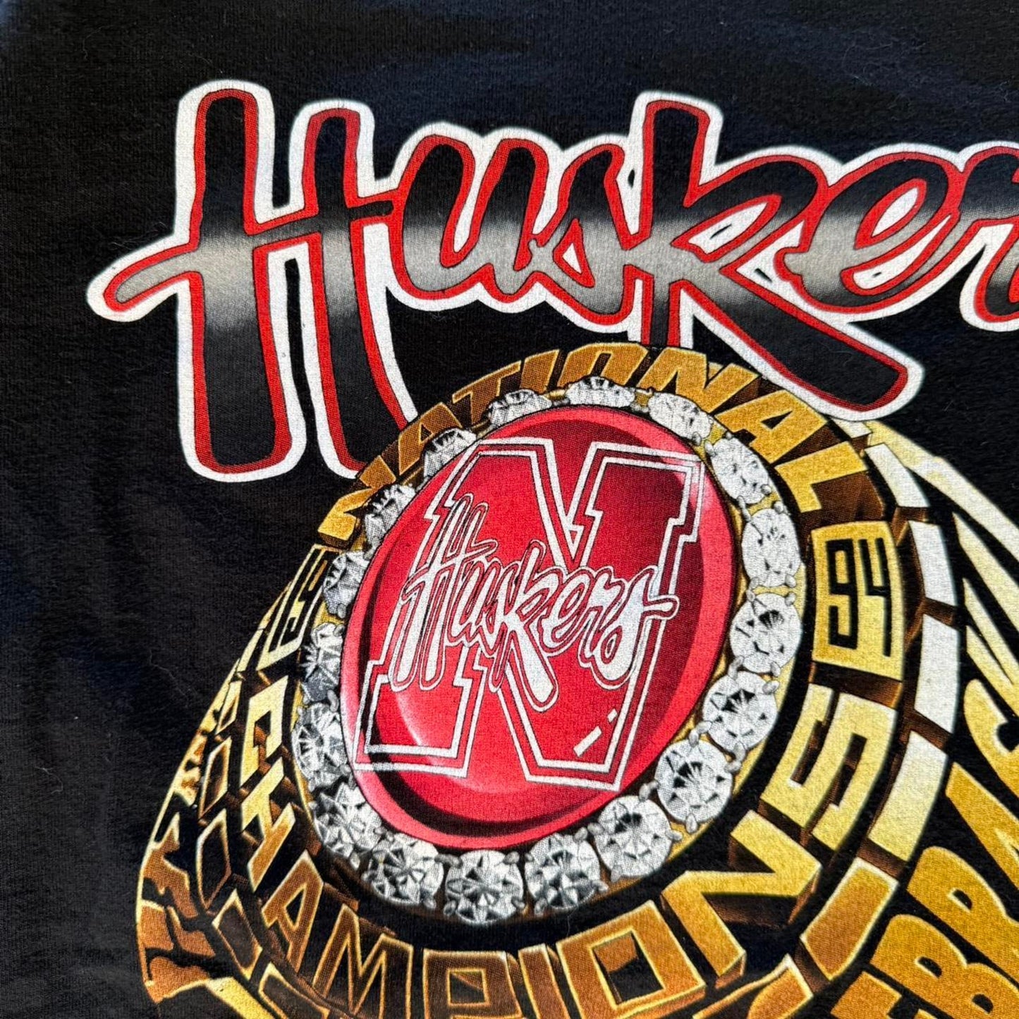 Vintage 90s Nebraska Huskers Championship Ring T-Shirt - Medium