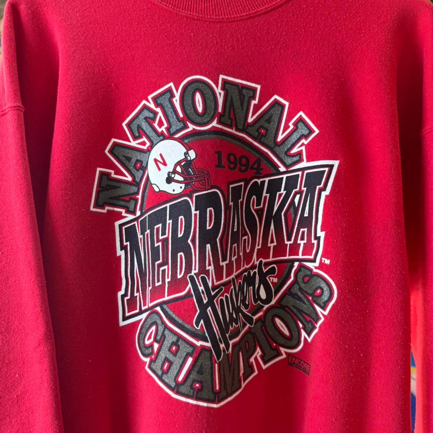 Vintage 1994 Nebraska National Champions Glitter Print Crewneck - X-Large