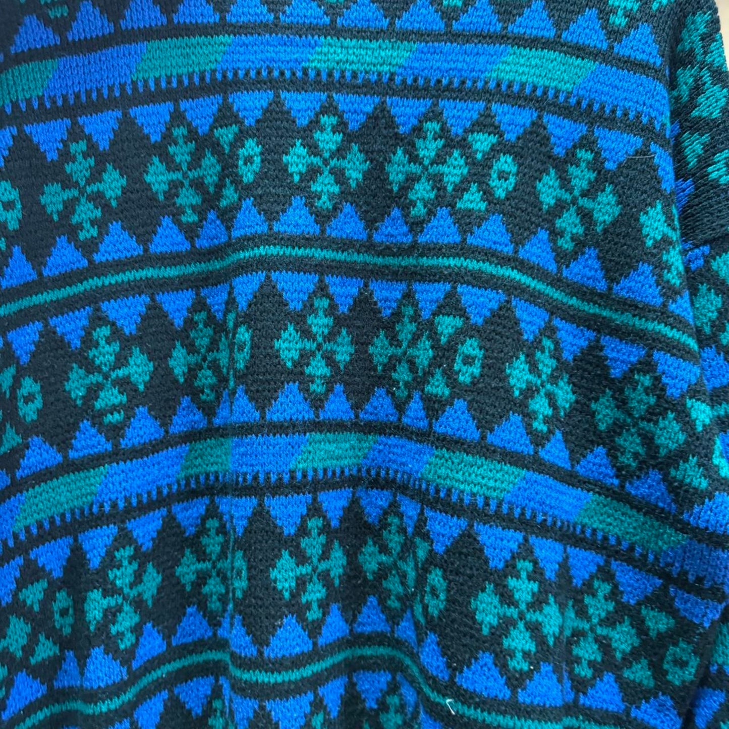 Vintage 90s Diamond Checker Knit Sweater - X-Large