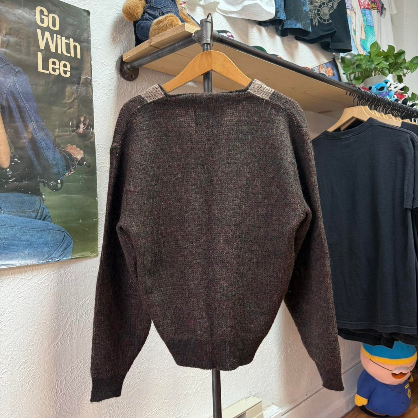 Vintage 1960s Mohair Manhattan Patterned Cardigan - Medium