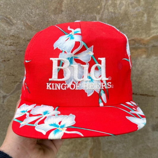 Vintage 90s Budweiser Bud King of Beers Floral Snapback