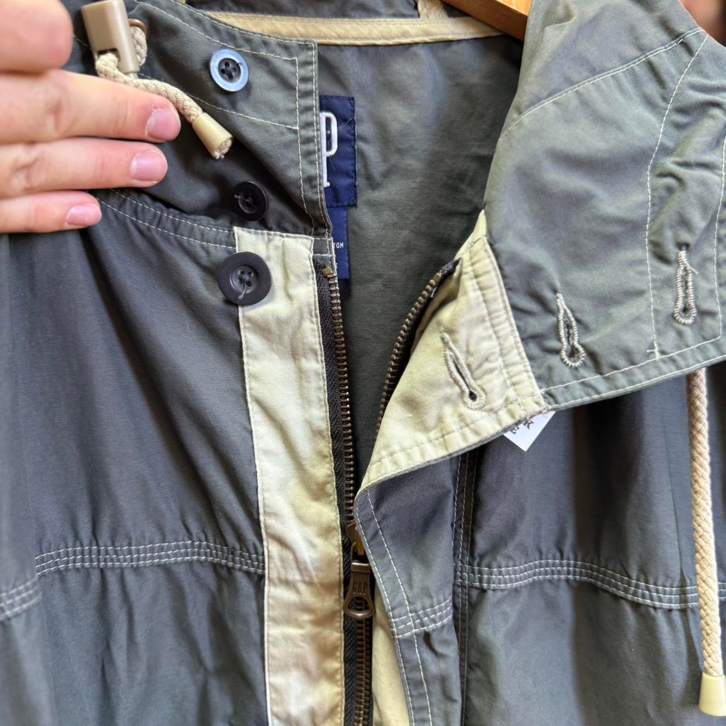 Vintage 90s Gap Utility Hooded Light Jacket - Medium