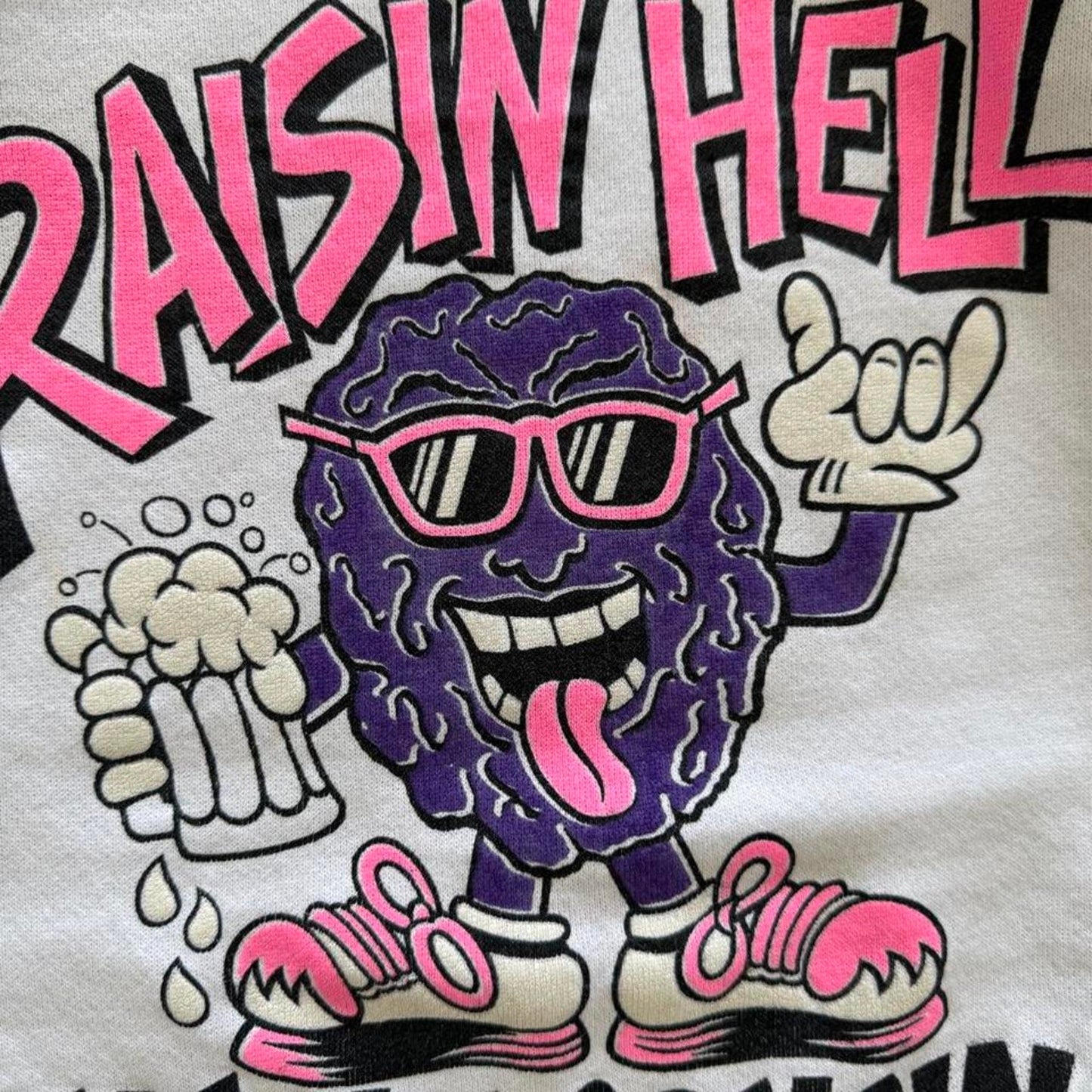 Vintage 80s Raisin Hell in Wisconsin Drinking Alcohol Crewneck - X-Large