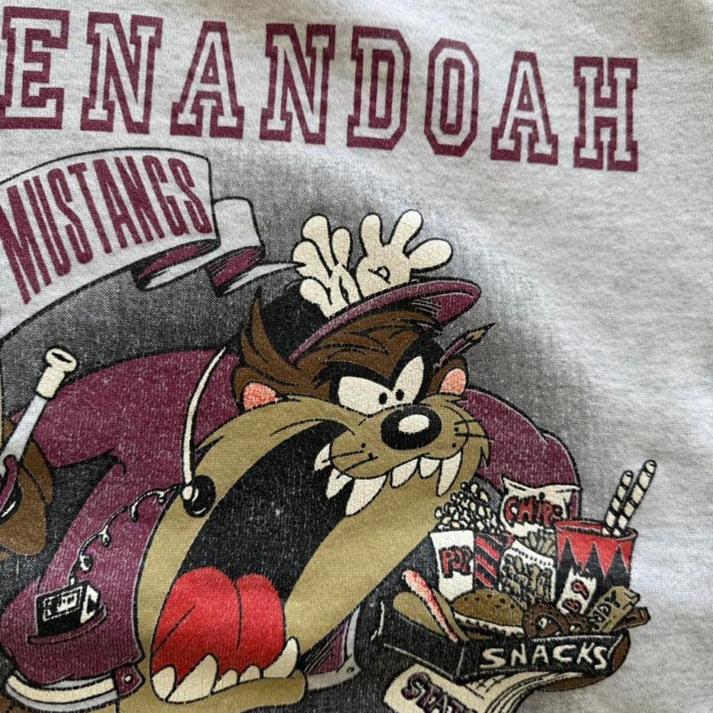 Vintage 90s Shenandoah University Mustangs Taz Looney Tunes Crewneck  - X-Large