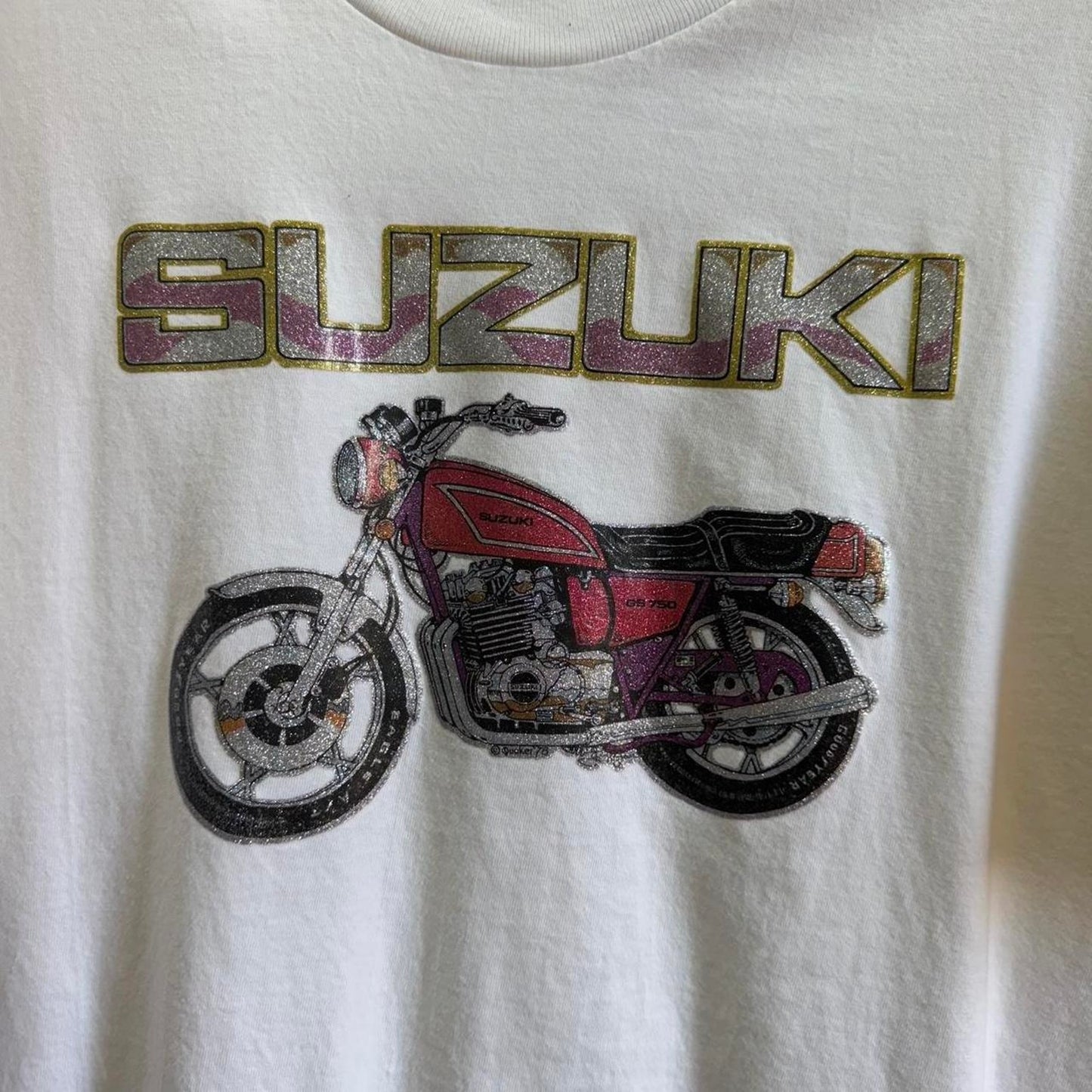 Vintage Suzuki Motorcycle Glitter Racing T-Shirt