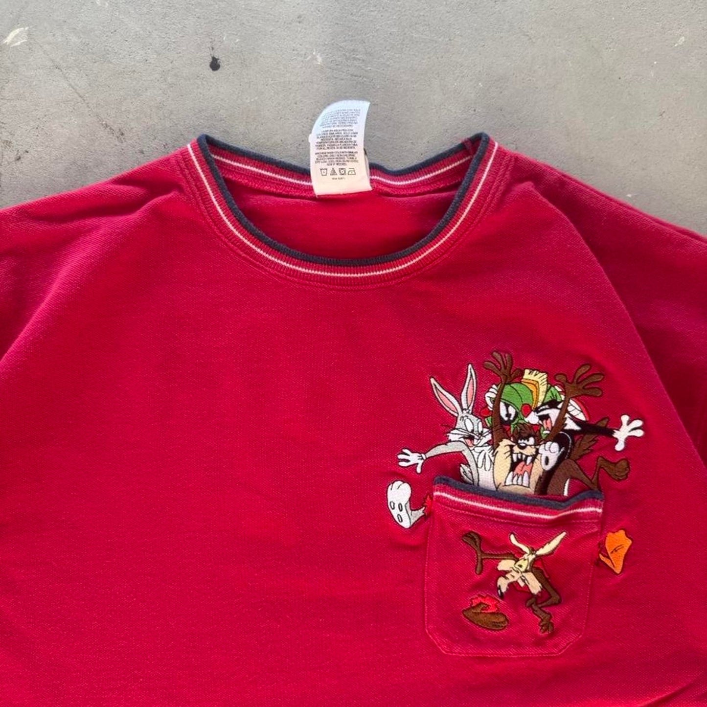Vintage 90s Looney Tunes Cartoon Taz Pocket T-Shirt - Large