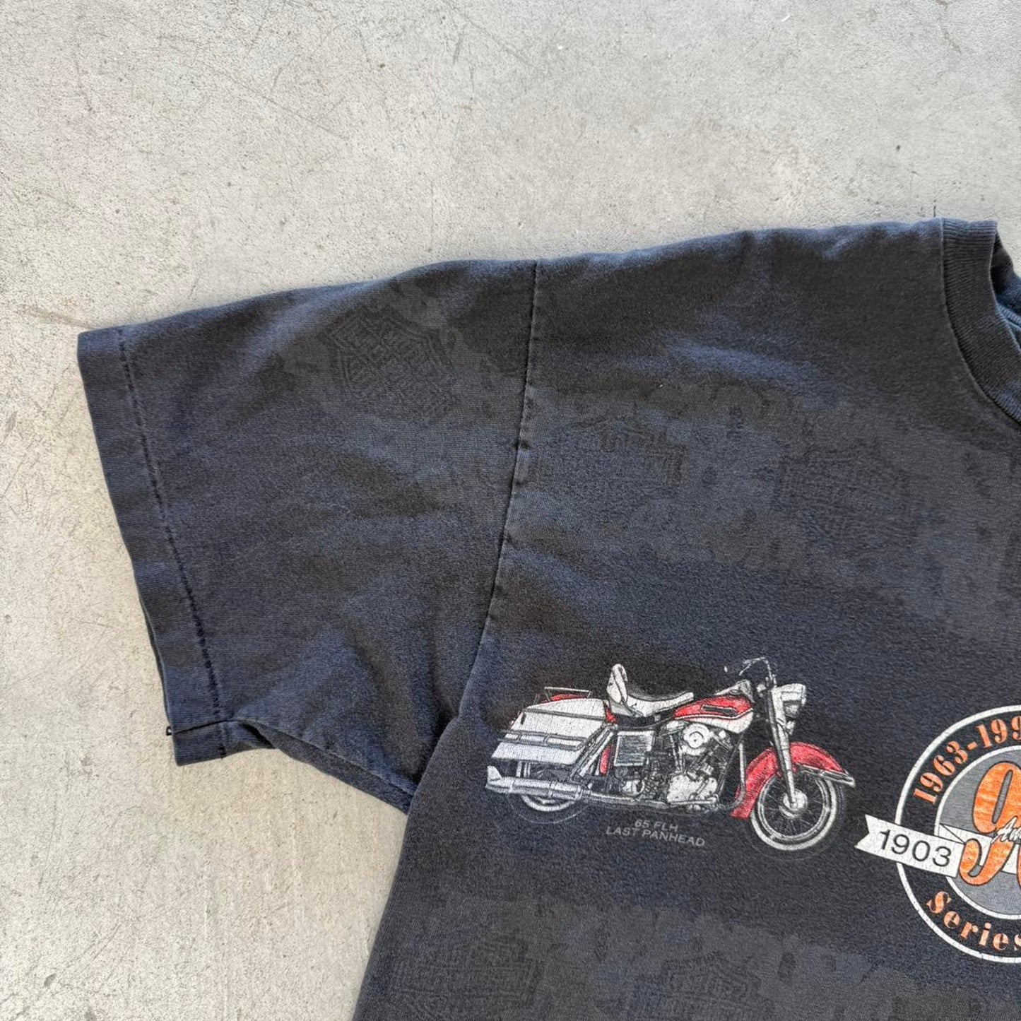 Vintage 90s Harley Davidson Motorcycles All Over Print Biker T-Shirt - Large