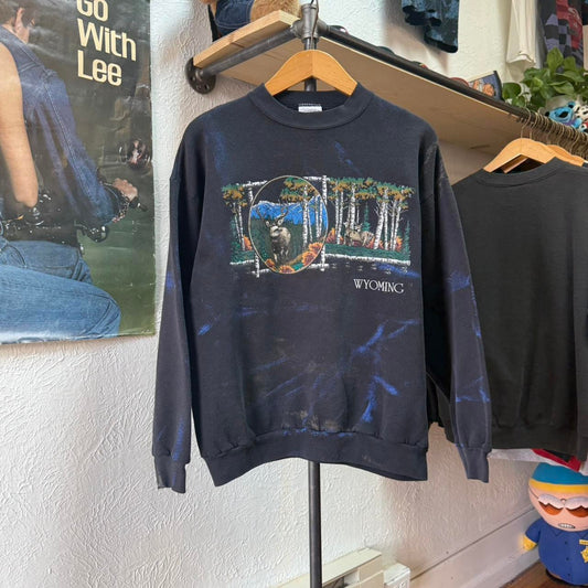 Vintage 90s Wyoming Deer Animal AOP Crewneck - Large
