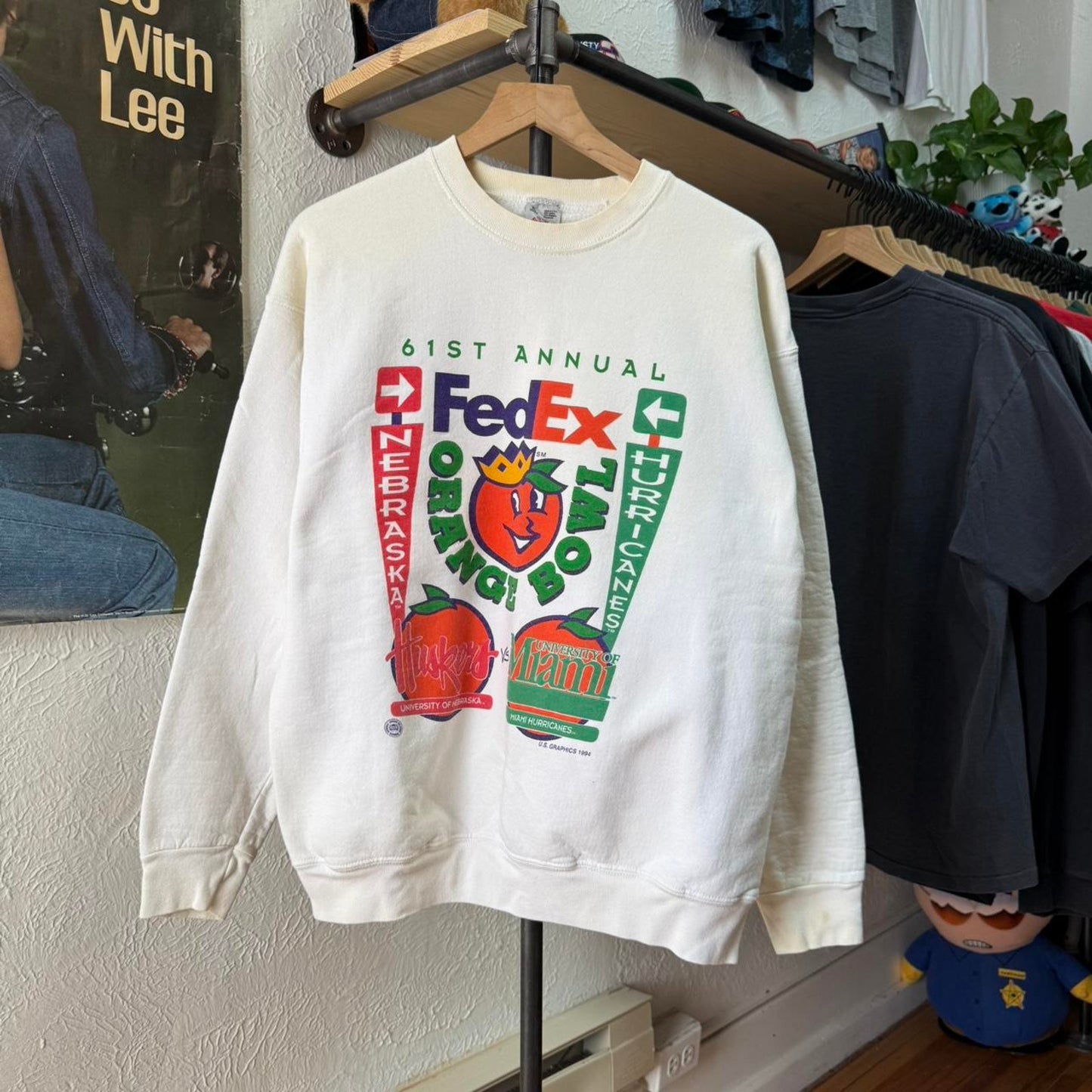 Vintage 90s Nebraska Huskers Vs Miami Orange Bowl Crewneck - X-Large