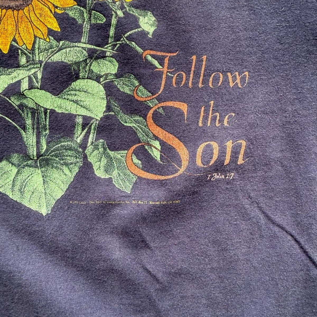 Vintage 90s Follow the Son Sunflower Jesus T-Shirt - Large