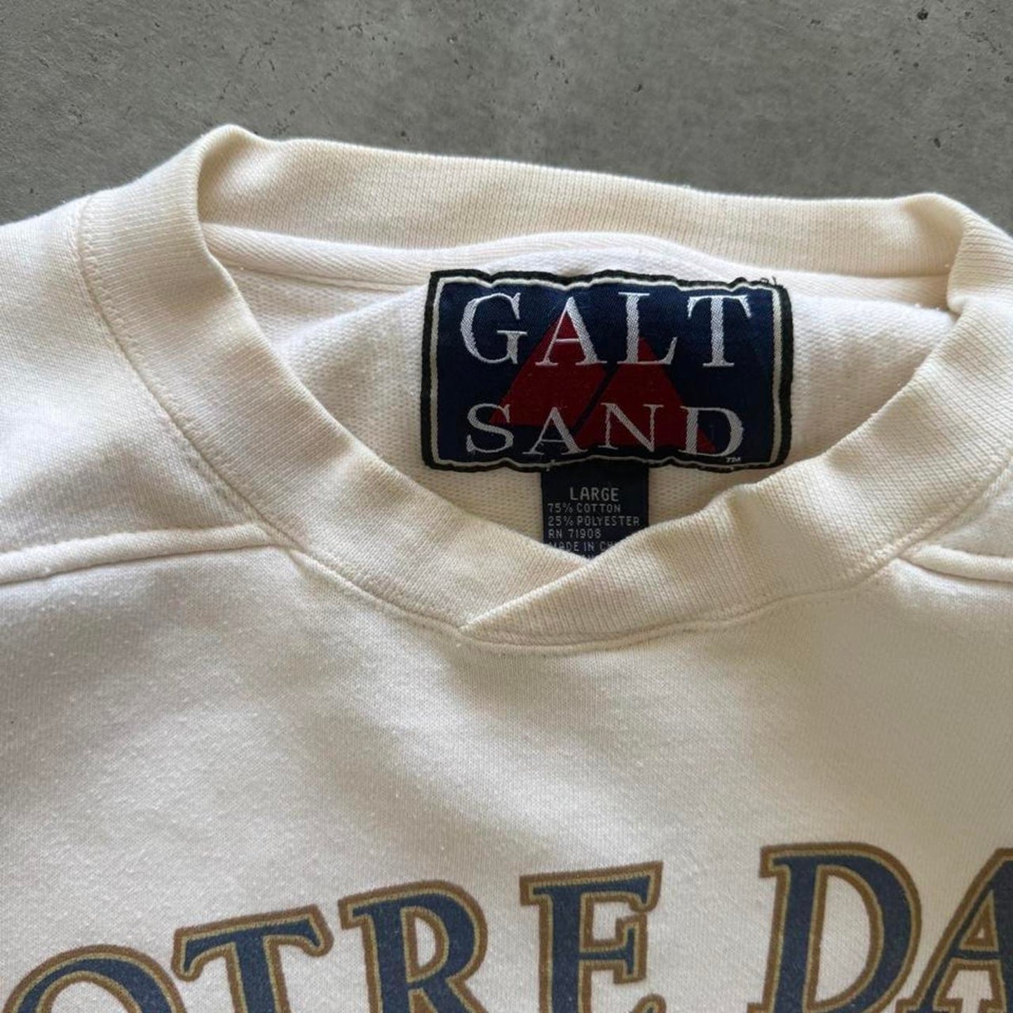 Vintage 90s Notre Dame Fighting Irish Galt Sand Crewneck - Large