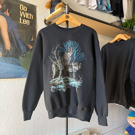 Vintage 90s Wolf Animal Nature Crewneck - Large